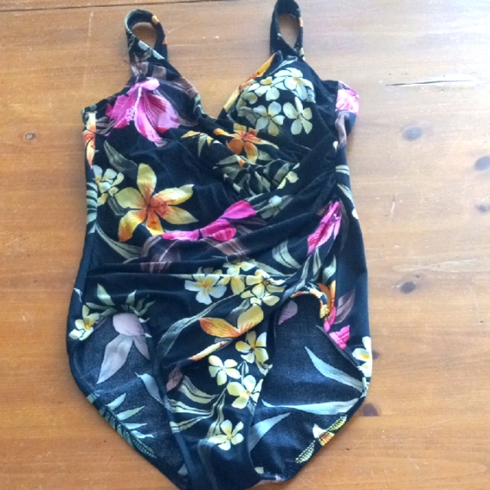 Miraclesuit Black Tropical Floral Swimsuit